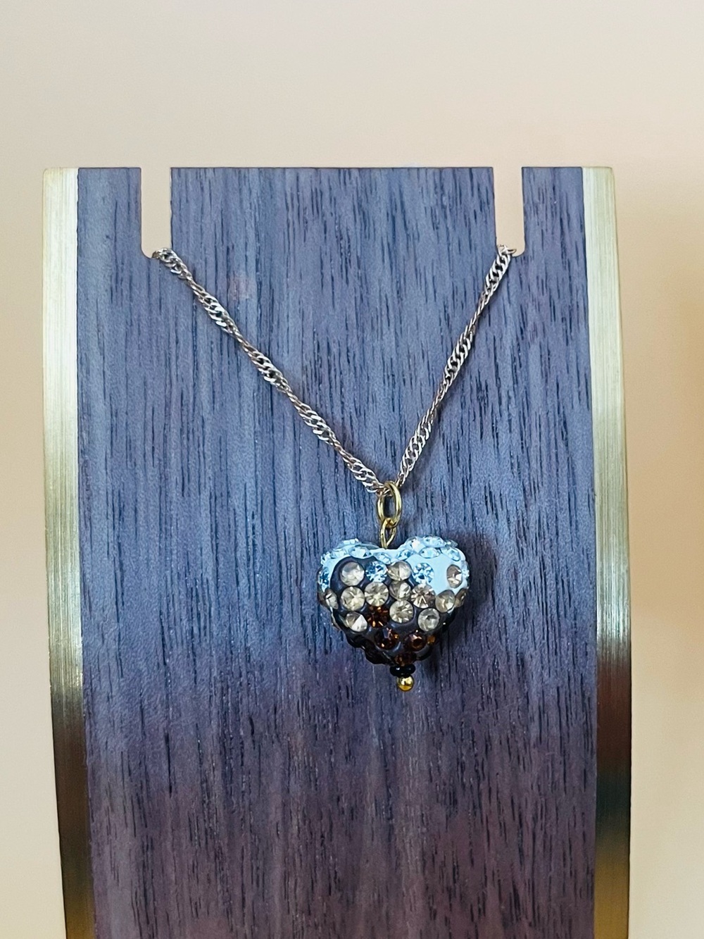 14 KGP paved heart pendant & necklace